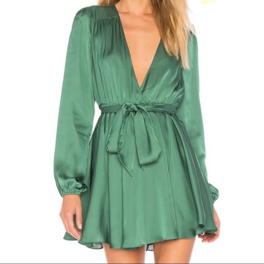 Lovers + Friends Green Silk Dress